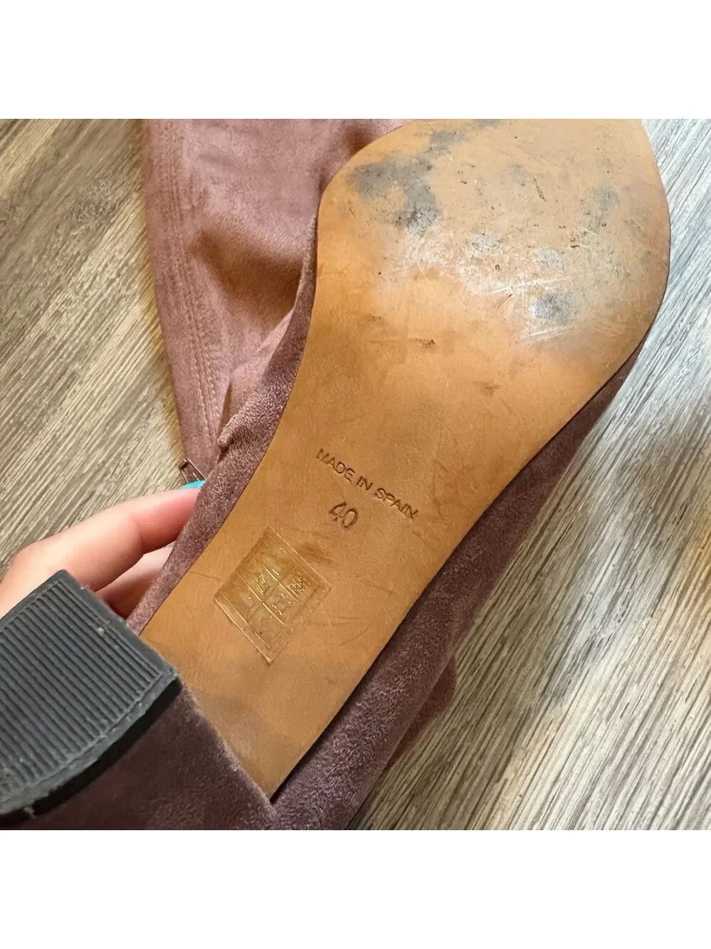 Anthropologie Faux Suede Brown Over the Knee Boots Size 40